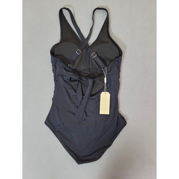 HEYTALALA Womens One Piece Swimsuit Tummy Control Push Up V Neck Tie Back Medium - Picture 7 of 9